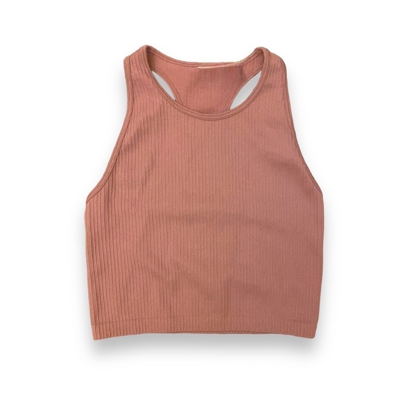 Tops - Dusty Rose Ribbed Racerback Tank Top - Athletic & Chic